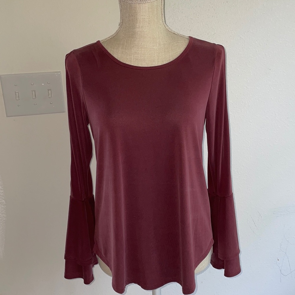 Burgundy long sleeve blouse